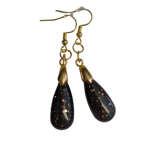 October Colors Earrings - Black with gold glitter