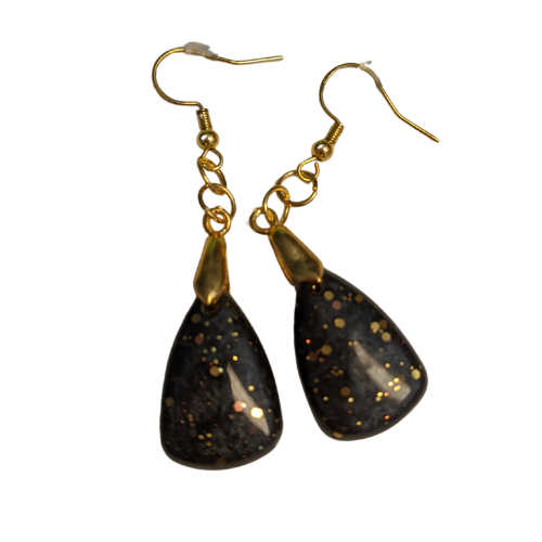 October Colors Earrings - Black with gold glitter