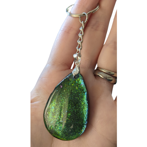 Green Teardrop Keychain