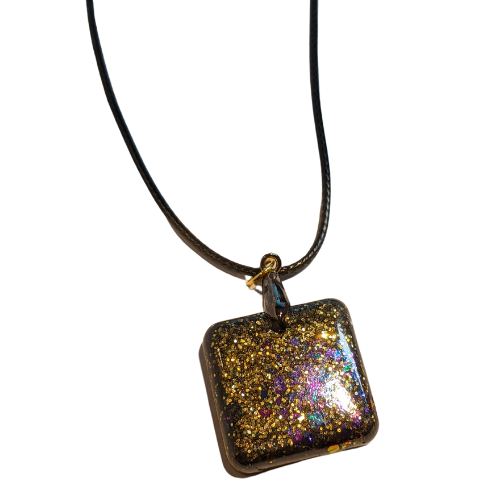 Square necklace _ October Colors (purple and gold)