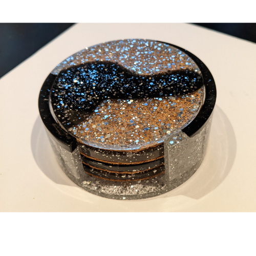 Coasters - Black with silver glitter