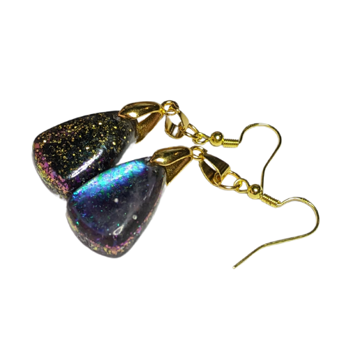 Dangle Earrings - October Colors (multi and gold glitter)