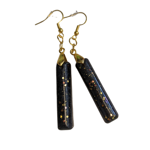 October Colors Earrings - Black with gold glitter